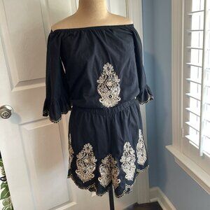 Boston Proper Off the Shoulder Top/Shorts set, Size S,